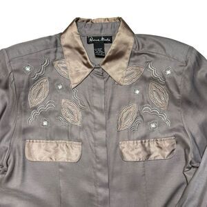 Richard Martin Vintage Women's Embellished Brown Western Blouse Size 10